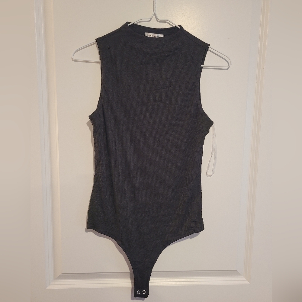 Popular 21 Black Ribbed Bodysuit
